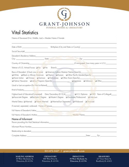 Vital Statistics Form